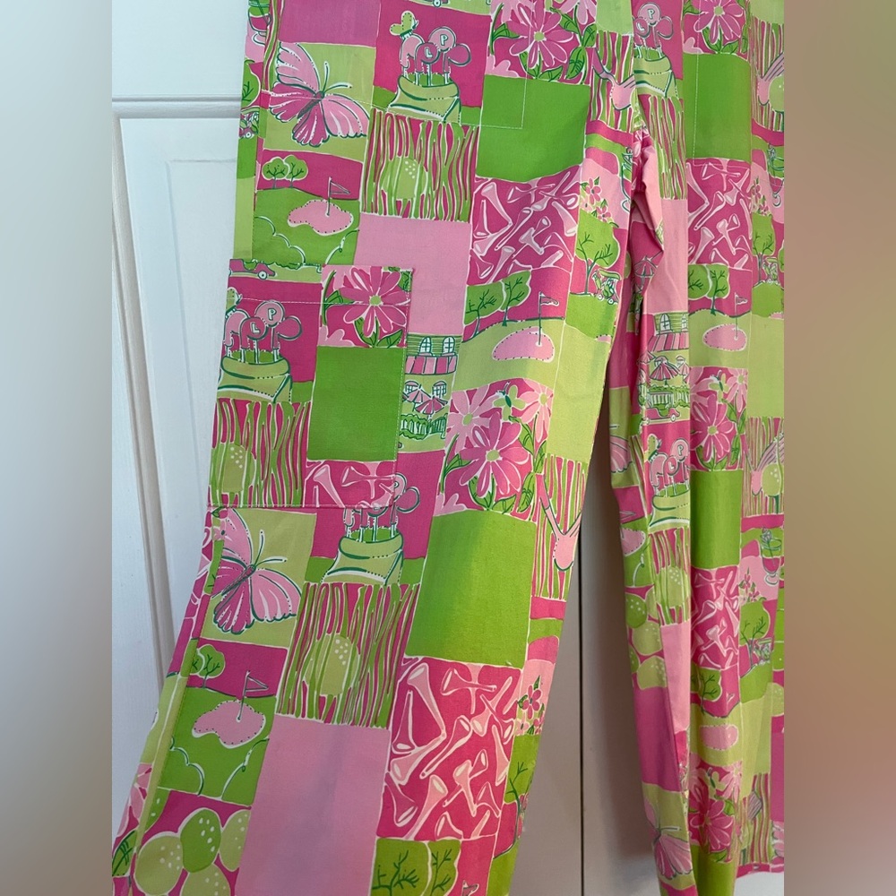 Lilly Pulitzer Vintage White Label Golf Print Patchwork Pants EUC Size 10 - Picture 6 of 10